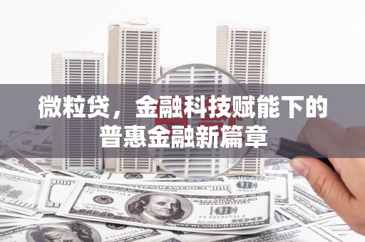 秦淮微粒贷，金融科技赋能下的普惠金融新篇章