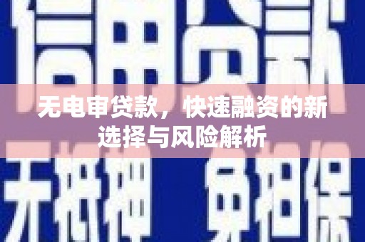 秦淮无电审贷款，快速融资的新选择与风险解析