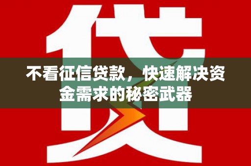 秦淮不看征信贷款，快速解决资金需求的秘密武器