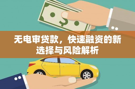 秦淮无电审贷款，快速融资的新选择与风险解析