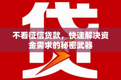 秦淮不看征信贷款，快速解决资金需求的秘密武器