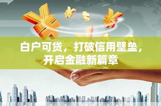 秦淮白户可贷，打破信用壁垒，开启金融新篇章
