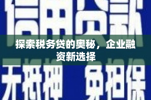 秦淮探索税务贷的奥秘，企业融资新选择